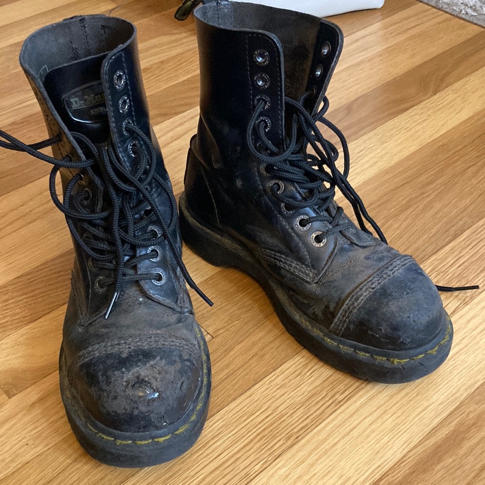 Super Worn Steel Toe Doc Martens